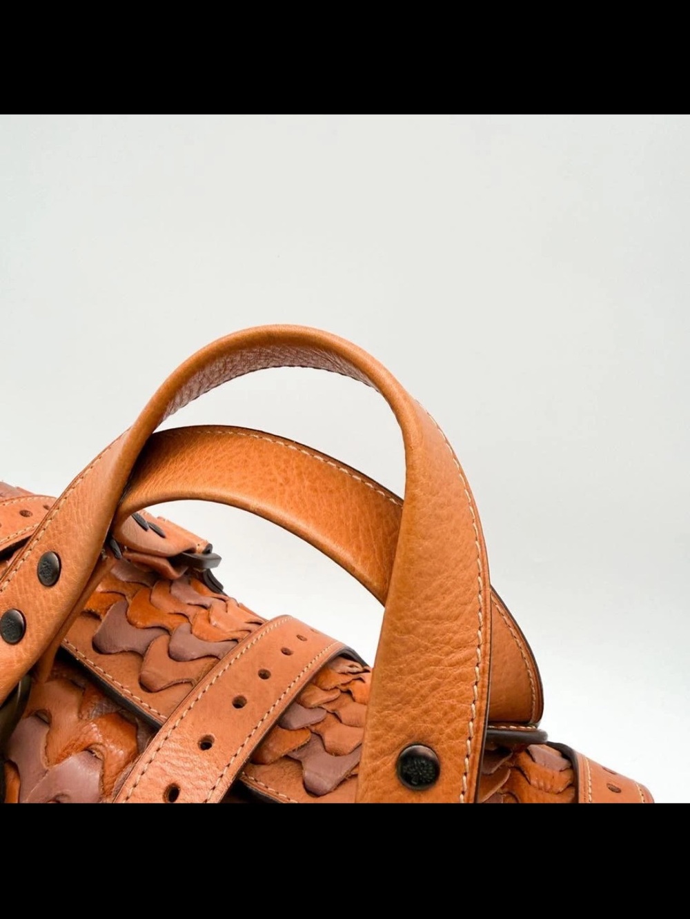 Mulberry Tan Leather Buckle-Front Braided Satchel - Picture 5 of 12